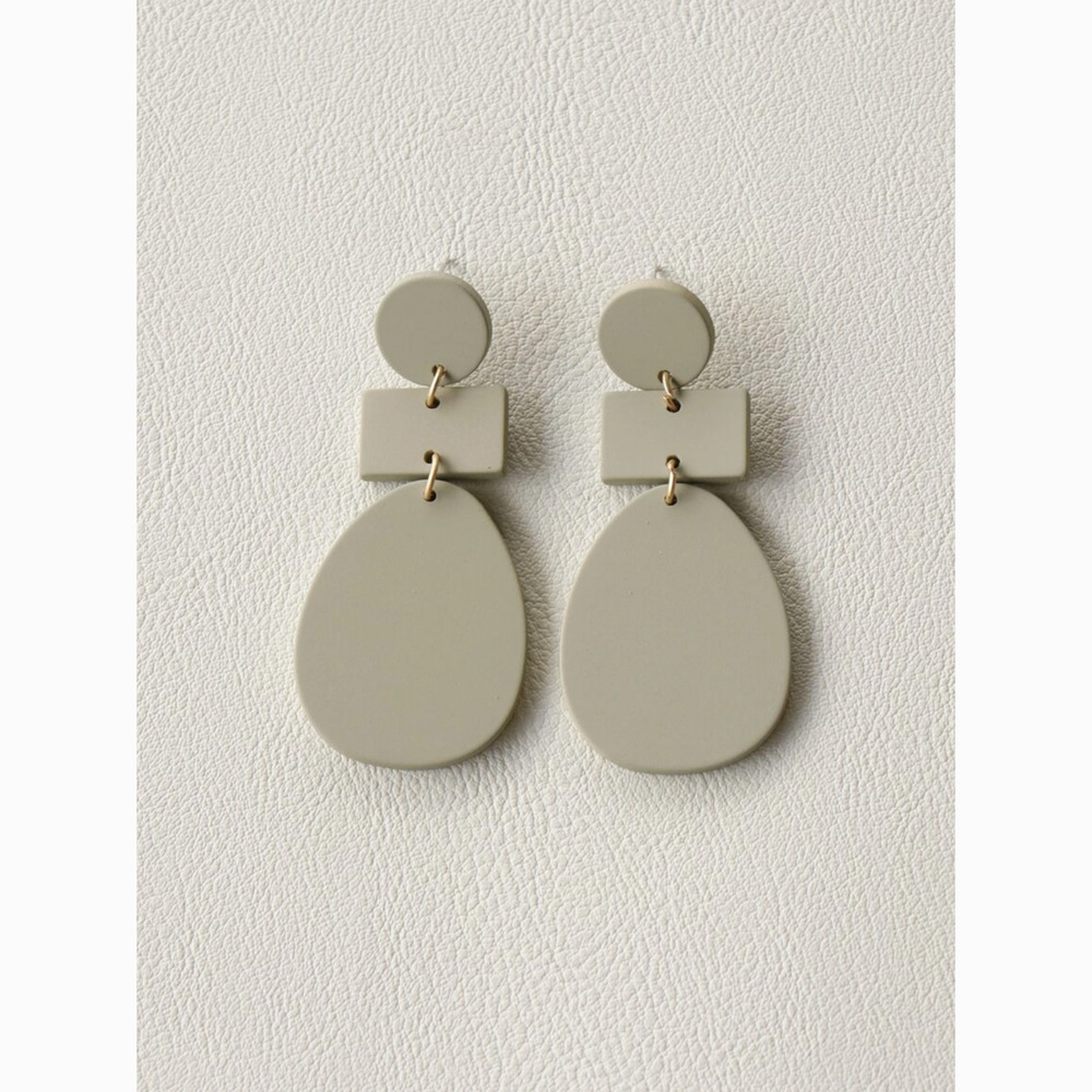 Green Acrylic Geometric Drop Statement Earrings